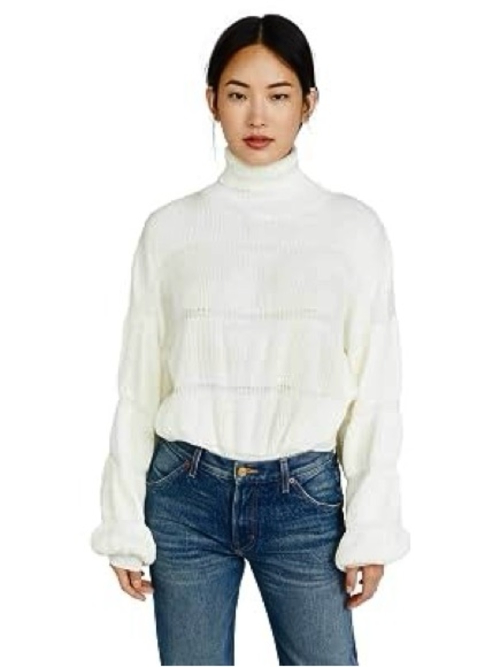 Line & Dot Cream Turtleneck Rib Sweater